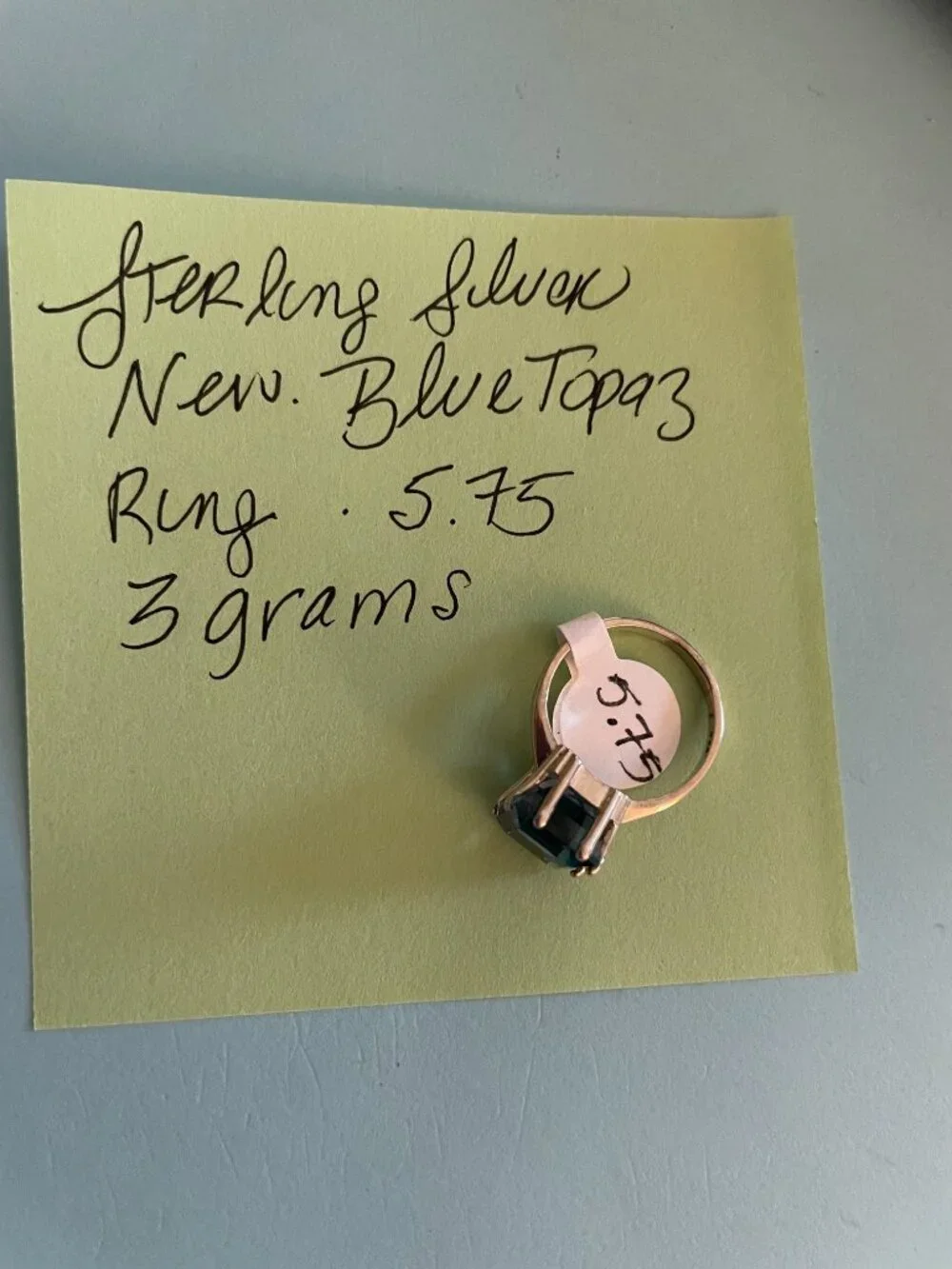 NEW Sterling Silver Ring Blue Topaz Size 5.75 Minimalist Boho Anthropologie $125
